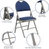 Flash Furniture 4 Pack HERCULES Series Ultra-Premium Triple Braced Burgundy Fabric Metal Folding Chair with Easy-Carry Handle(Navy Fabric/Gray Frame)