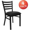 Flash Furniture 4 Pk. HERCULES Series Black Ladder Back Metal Restaurant Chair – Black Vinyl Seat(Chair)