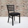 Flash Furniture 4 Pk. HERCULES Series Black Ladder Back Metal Restaurant Chair – Black Vinyl Seat(Chair)