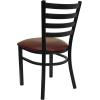 Flash Furniture 4 Pk. HERCULES Series Black Ladder Back Metal Restaurant Chair – Burgundy Vinyl Seat(Red)