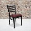 Flash Furniture 4 Pk. HERCULES Series Black Ladder Back Metal Restaurant Chair – Burgundy Vinyl Seat(Red)