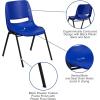 Flash Furniture 5 Pack HERCULES Series 440 lb. Capacity Kid’s Navy Ergonomic Shell Stack Chair with Black Frame and 12″ Seat Height(5)