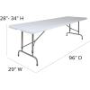 Flash Furniture 8-Foot Height Adjustable Granite White Plastic Folding Table