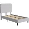 Flash Furniture Addison Queen Size Platform Bed with Fabric Upholstered Headboard, Timeless Low-Profile Queen Bed Frame with Headboard, Light Gray(Light Grey)