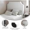 Flash Furniture Adeline Twin Headboard with 2 Outlets, USB Port, USB Type-C Port, Contoured Headboard, Studded LeatherSoft Upholstery, Dual Hanging Options, White(White Leathersoft)
