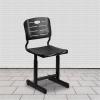 Flash Furniture Adjustable Height Black Student Chair with Black Pedestal Frame(Set of 1  Seat Height 16.5-18.5″)