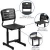 Flash Furniture Adjustable Height Black Student Chair with Black Pedestal Frame(Set of 12  Seat Height 16.5-18.5″)