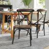 Flash Furniture Advantage X-Back Chair with Metal Bracing and Fruitwood Seat(Black/Fruitwood)