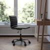 Flash Furniture Alan Office Task Chair – Brown Vinyl – Chrome Frame – Armless – Ribbed Back and Seat – Low Back Design(Black)