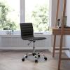 Flash Furniture Alan Office Task Chair – Brown Vinyl – Chrome Frame – Armless – Ribbed Back and Seat – Low Back Design(Black/Chrome)