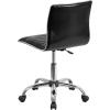 Flash Furniture Alan Office Task Chair – Brown Vinyl – Chrome Frame – Armless – Ribbed Back and Seat – Low Back Design(Black/Chrome)