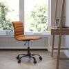 Flash Furniture Alan Office Task Chair – Brown Vinyl – Chrome Frame – Armless – Ribbed Back and Seat – Low Back Design(Brown/Black)