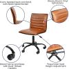 Flash Furniture Alan Office Task Chair – Brown Vinyl – Chrome Frame – Armless – Ribbed Back and Seat – Low Back Design(Brown/Black)