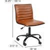Flash Furniture Alan Office Task Chair – Brown Vinyl – Chrome Frame – Armless – Ribbed Back and Seat – Low Back Design(Brown/Black)
