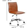 Flash Furniture Alan Office Task Chair – Brown Vinyl – Chrome Frame – Armless – Ribbed Back and Seat – Low Back Design(Brown/Chrome)