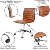 Flash Furniture Alan Office Task Chair – Brown Vinyl – Chrome Frame – Armless – Ribbed Back and Seat – Low Back Design(Brown/Chrome)