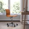 Flash Furniture Alan Office Task Chair – Brown Vinyl – Chrome Frame – Armless – Ribbed Back and Seat – Low Back Design(Brown/Chrome)