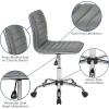 Flash Furniture Alan Office Task Chair – Brown Vinyl – Chrome Frame – Armless – Ribbed Back and Seat – Low Back Design(Light Gray/Chrome)