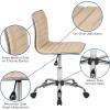Flash Furniture Alan Office Task Chair – Brown Vinyl – Chrome Frame – Armless – Ribbed Back and Seat – Low Back Design(Tan/Chrome)