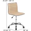 Flash Furniture Alan Office Task Chair – Brown Vinyl – Chrome Frame – Armless – Ribbed Back and Seat – Low Back Design(Tan/Chrome)