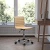 Flash Furniture Alan Office Task Chair – Brown Vinyl – Chrome Frame – Armless – Ribbed Back and Seat – Low Back Design(Tan/Chrome)