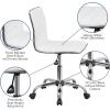 Flash Furniture Alan Office Task Chair – Brown Vinyl – Chrome Frame – Armless – Ribbed Back and Seat – Low Back Design(White/Chrome)