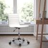 Flash Furniture Alan Office Task Chair – Brown Vinyl – Chrome Frame – Armless – Ribbed Back and Seat – Low Back Design(White/Chrome)