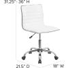 Flash Furniture Alan Office Task Chair – Brown Vinyl – Chrome Frame – Armless – Ribbed Back and Seat – Low Back Design(White/Chrome)