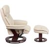 Flash Furniture Allie LeatherSoft Upholstered Recliner with Footrest, Arms, and Headrest, Padded Swivel Recliner Chair and Ottoman Set, Palimino(Beige)