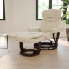 Flash Furniture Allie LeatherSoft Upholstered Recliner with Footrest, Arms, and Headrest, Padded Swivel Recliner Chair and Ottoman Set, Palimino(Beige)