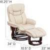 Flash Furniture Allie LeatherSoft Upholstered Recliner with Footrest, Arms, and Headrest, Padded Swivel Recliner Chair and Ottoman Set, Palimino(Beige)