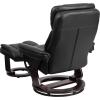 Flash Furniture Allie LeatherSoft Upholstered Recliner with Footrest, Arms, and Headrest, Padded Swivel Recliner Chair and Ottoman Set, Palimino(Black)