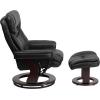 Flash Furniture Allie LeatherSoft Upholstered Recliner with Footrest, Arms, and Headrest, Padded Swivel Recliner Chair and Ottoman Set, Palimino(Black)