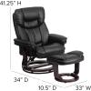 Flash Furniture Allie LeatherSoft Upholstered Recliner with Footrest, Arms, and Headrest, Padded Swivel Recliner Chair and Ottoman Set, Palimino(Black)