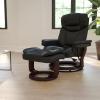 Flash Furniture Allie LeatherSoft Upholstered Recliner with Footrest, Arms, and Headrest, Padded Swivel Recliner Chair and Ottoman Set, Palimino(Black)