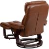 Flash Furniture Allie LeatherSoft Upholstered Recliner with Footrest, Arms, and Headrest, Padded Swivel Recliner Chair and Ottoman Set, Palimino(Brown Vintage)