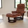 Flash Furniture Allie LeatherSoft Upholstered Recliner with Footrest, Arms, and Headrest, Padded Swivel Recliner Chair and Ottoman Set, Palimino(Brown Vintage)