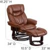 Flash Furniture Allie LeatherSoft Upholstered Recliner with Footrest, Arms, and Headrest, Padded Swivel Recliner Chair and Ottoman Set, Palimino(Brown Vintage)
