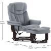 Flash Furniture Allie LeatherSoft Upholstered Recliner with Footrest, Arms, and Headrest, Padded Swivel Recliner Chair and Ottoman Set, Palimino(Grey)