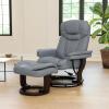 Flash Furniture Allie LeatherSoft Upholstered Recliner with Footrest, Arms, and Headrest, Padded Swivel Recliner Chair and Ottoman Set, Palimino(Grey)