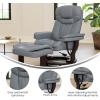 Flash Furniture Allie LeatherSoft Upholstered Recliner with Footrest, Arms, and Headrest, Padded Swivel Recliner Chair and Ottoman Set, Palimino(Grey)