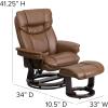Flash Furniture Allie LeatherSoft Upholstered Recliner with Footrest, Arms, and Headrest, Padded Swivel Recliner Chair and Ottoman Set, Palimino(Palimino)