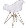 Flash Furniture Allure Series Transparent Side Chair with Gold Base(Set of 1)