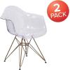 Flash Furniture Allure Series Transparent Side Chair with Gold Base(Set of 2)