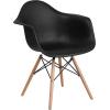 Flash Furniture Alonza Series White Plastic Chair with Wooden Legs(Black)