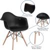 Flash Furniture Alonza Series White Plastic Chair with Wooden Legs(Black)