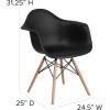 Flash Furniture Alonza Series White Plastic Chair with Wooden Legs(Black)