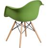 Flash Furniture Alonza Series White Plastic Chair with Wooden Legs(Green)