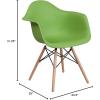 Flash Furniture Alonza Series White Plastic Chair with Wooden Legs(Green)