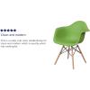 Flash Furniture Alonza Series White Plastic Chair with Wooden Legs(Green)